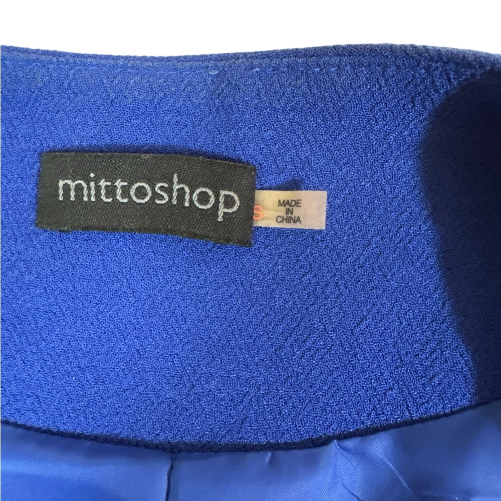 Mittoshop Royal Blue Asymmetrical Blazer – Size S with Gold Zipper Detail‎ - Picture 4 of 7